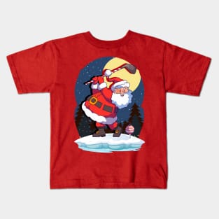 Santa Claus Golf Golfer Golfing Christmas Kids T-Shirt